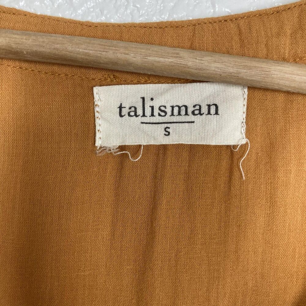 Talisman Sun Dress Small Mustard Yellow Boho Maxi Sleeveless Ruffle Tassel - Picture 13 of 16